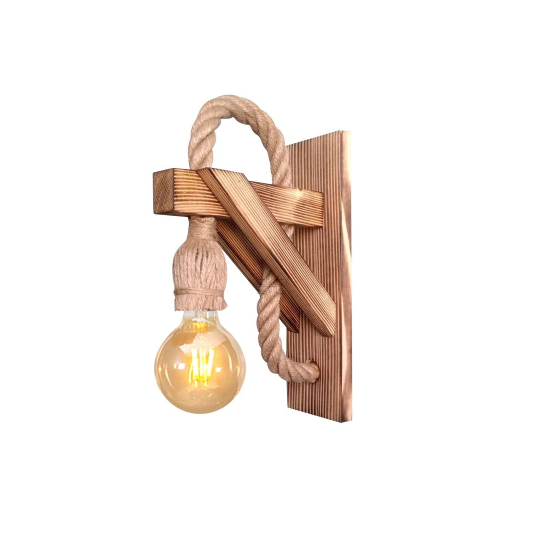 Απλίκα από ξύλο σε φυσικό χρώμα 6x17x20 Ε27