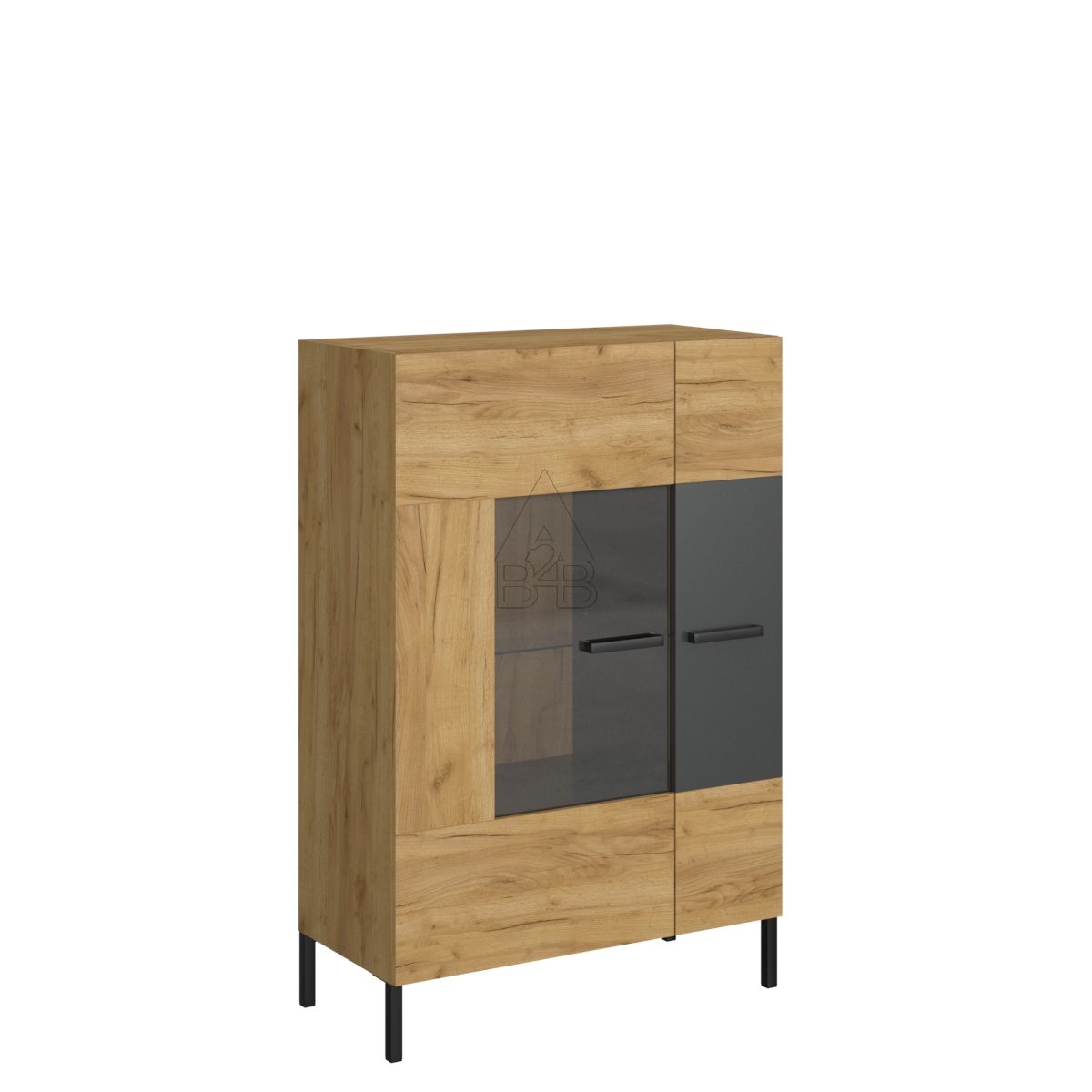 Βιτρίνα “SANTES” σε χρυσό δρυς-γραφίτη χρώμα 90x42x135