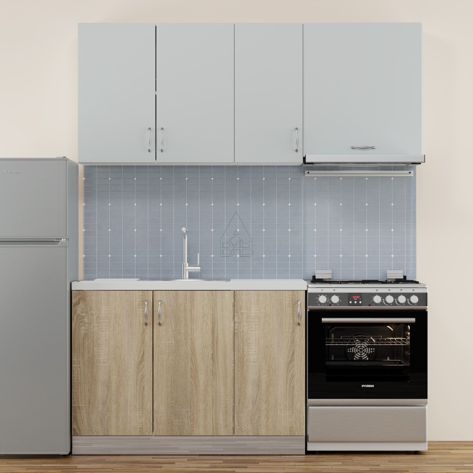 Κουζίνα “MODEST” 5τμχ σε sonoma/γκρι χρώμα 170×48