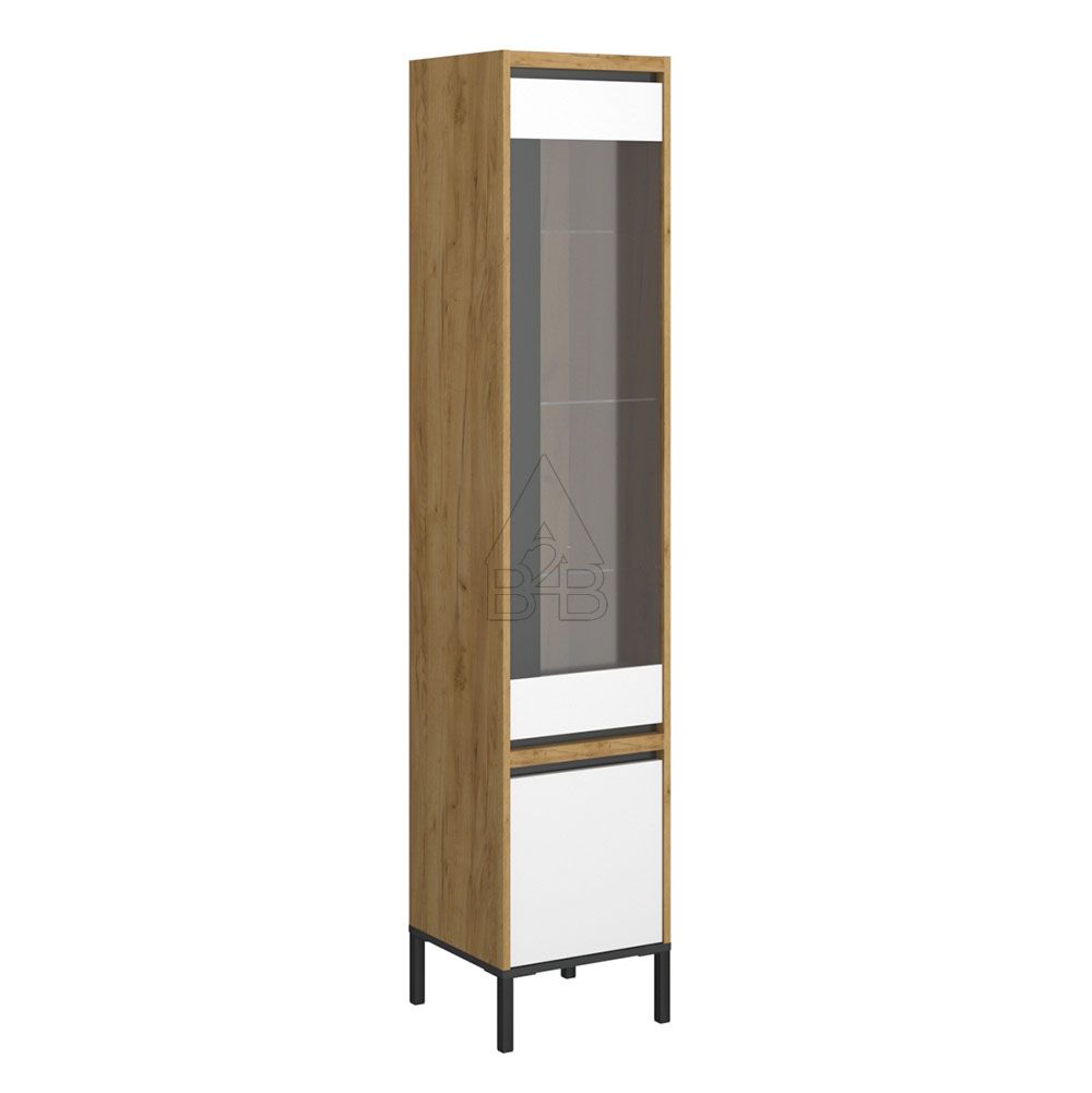 Βιτρίνα “PALMOR” σε χρυσό/δρυς/λευκό χρώμα 40x40x200