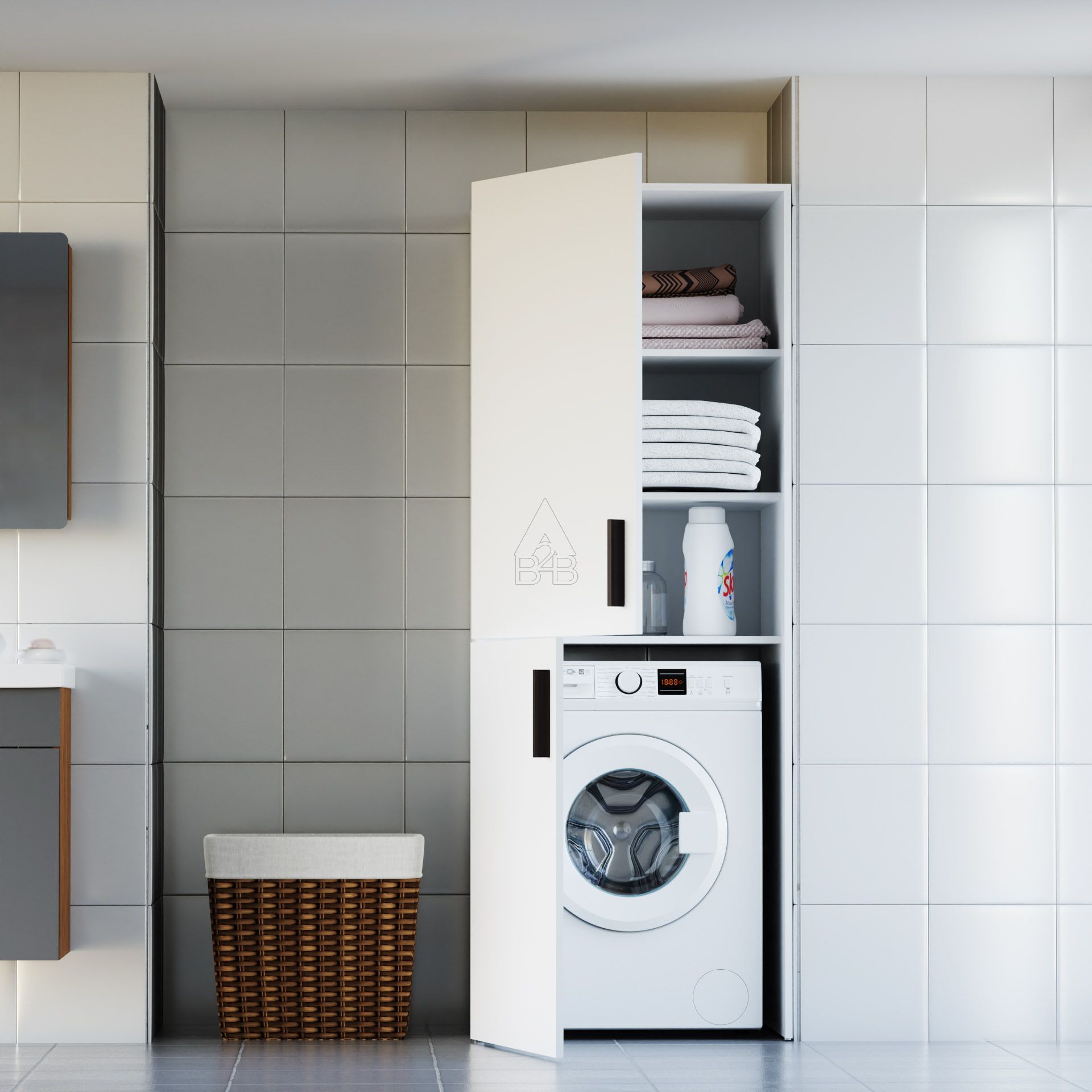 Ντουλάπα πλυντηρίου “LAUNDRY” σε λευκό χρώμα 70x70x190