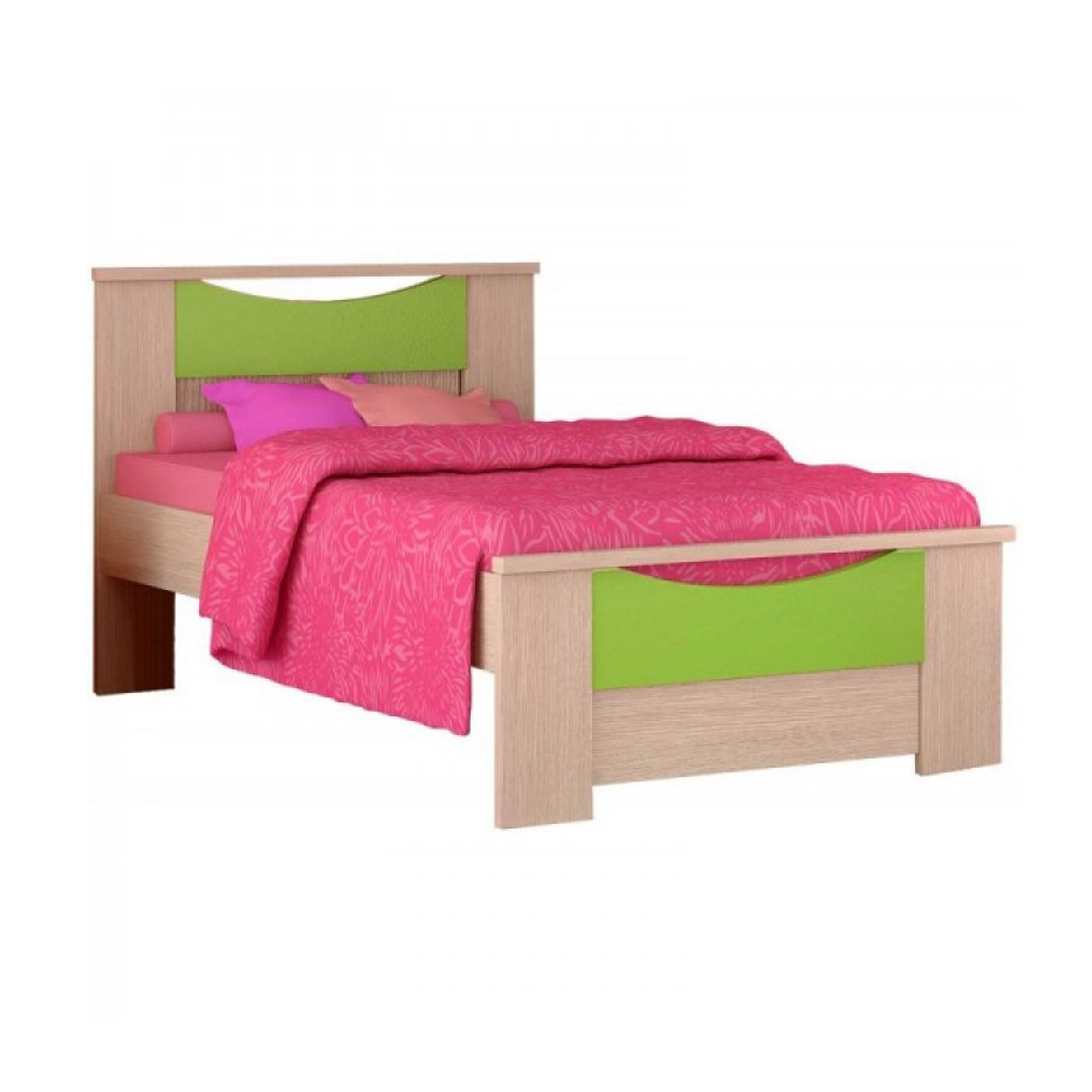 Παιδικό κρεβάτι "ΧΑΜΟΓΕΛΟ" ημίδιπλο σε χρώμα δρυς-λαχανί 110x190