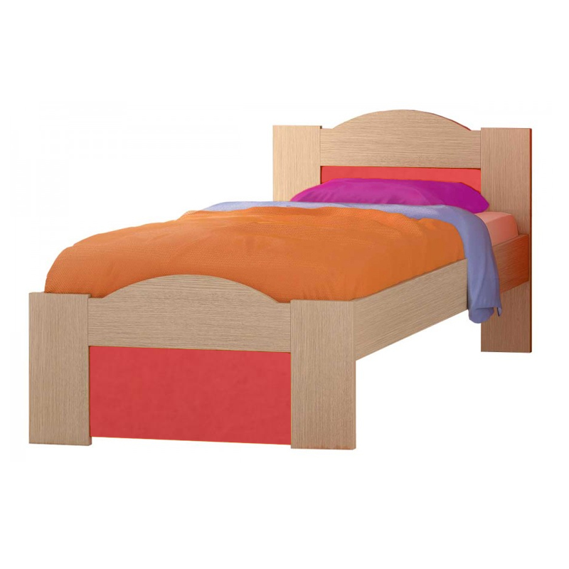 Παιδικό κρεβάτι "ΚΥΜΑ" ημίδιπλο σε χρώμα δρυς-κόκκινο 110x190