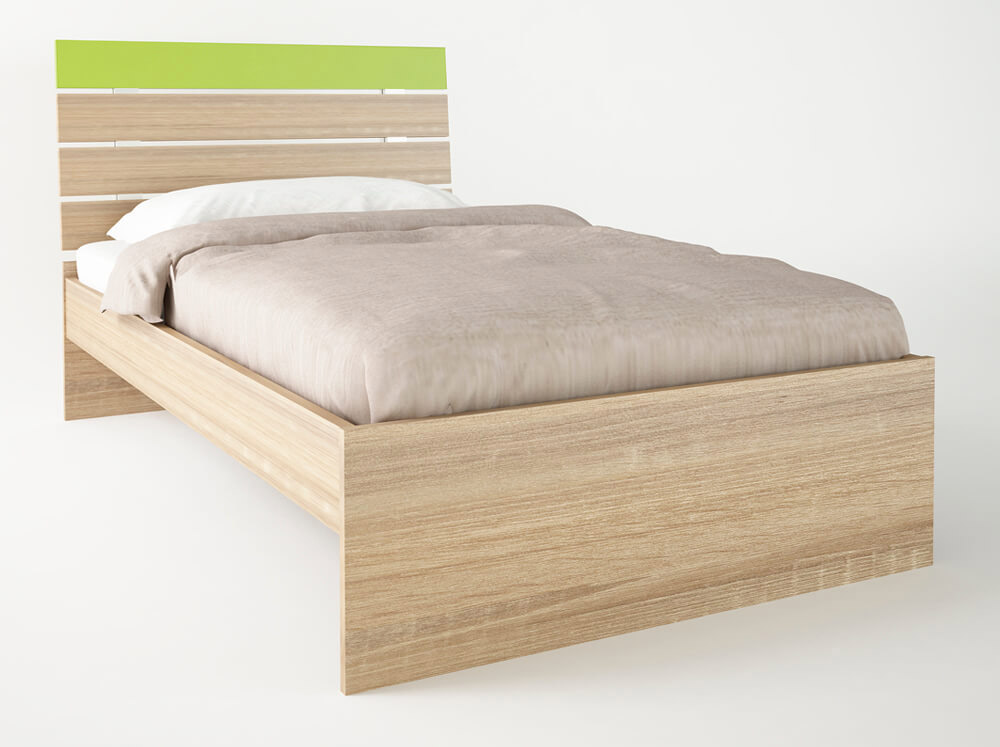 Παιδικό κρεβάτι "ΝΟΤΑ" μονό σε χρώμα δρυς-λαχανί 90x190