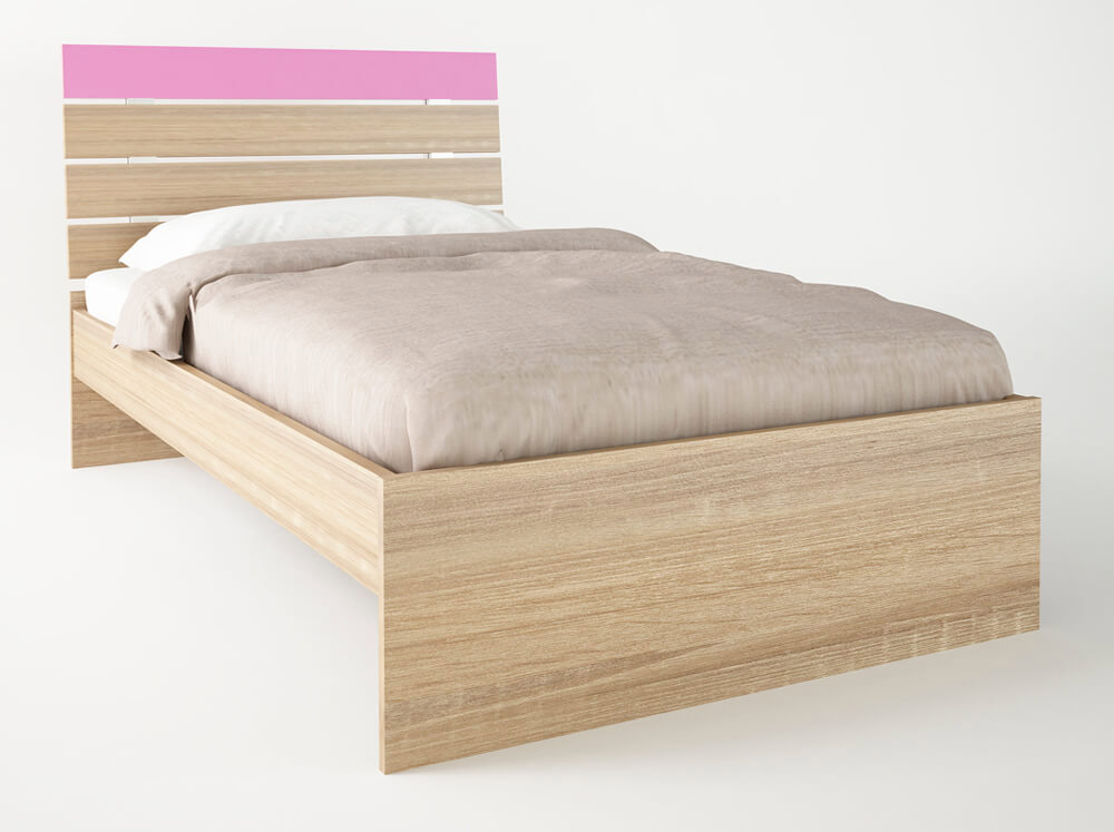 Παιδικό κρεβάτι "ΝΟΤΑ" ημίδιπλο σε χρώμα δρυς-ροζ 110x190
