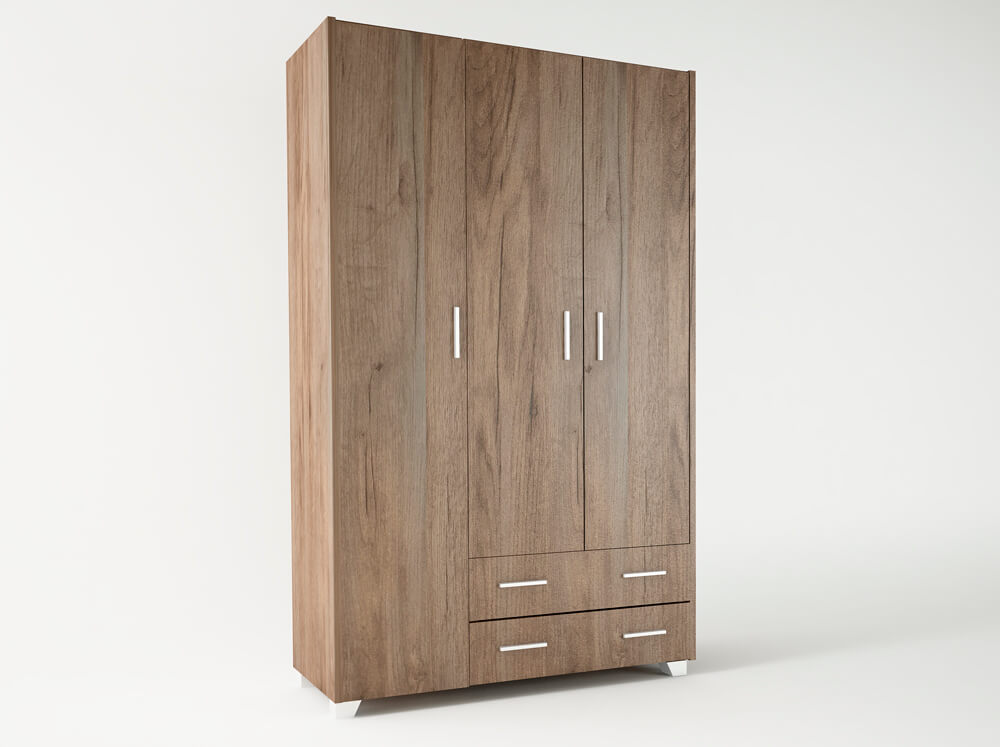Ντουλάπα τρίφυλλη σε καρυδί χρώμα 110x50x180