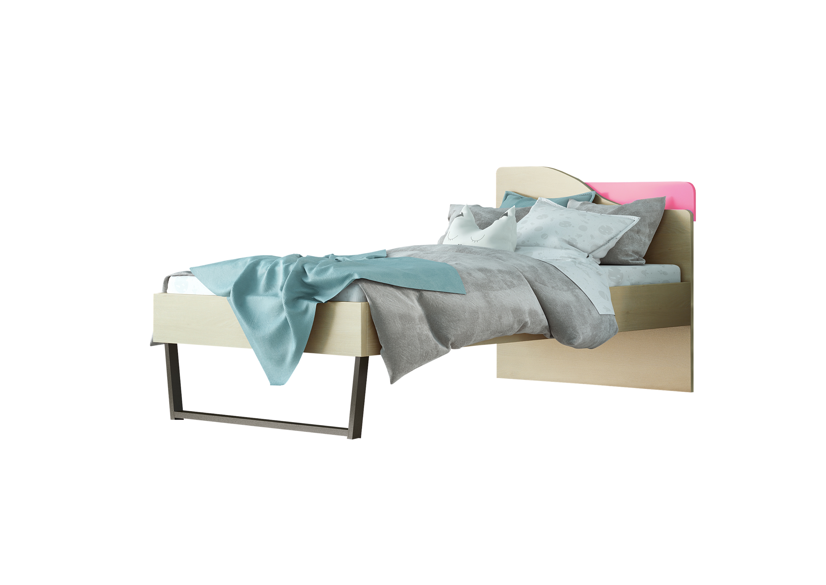 Παιδικό κρεβάτι "ΤΟΞΟ" μονό σε χρώμα δρυς-ροζ 90x190