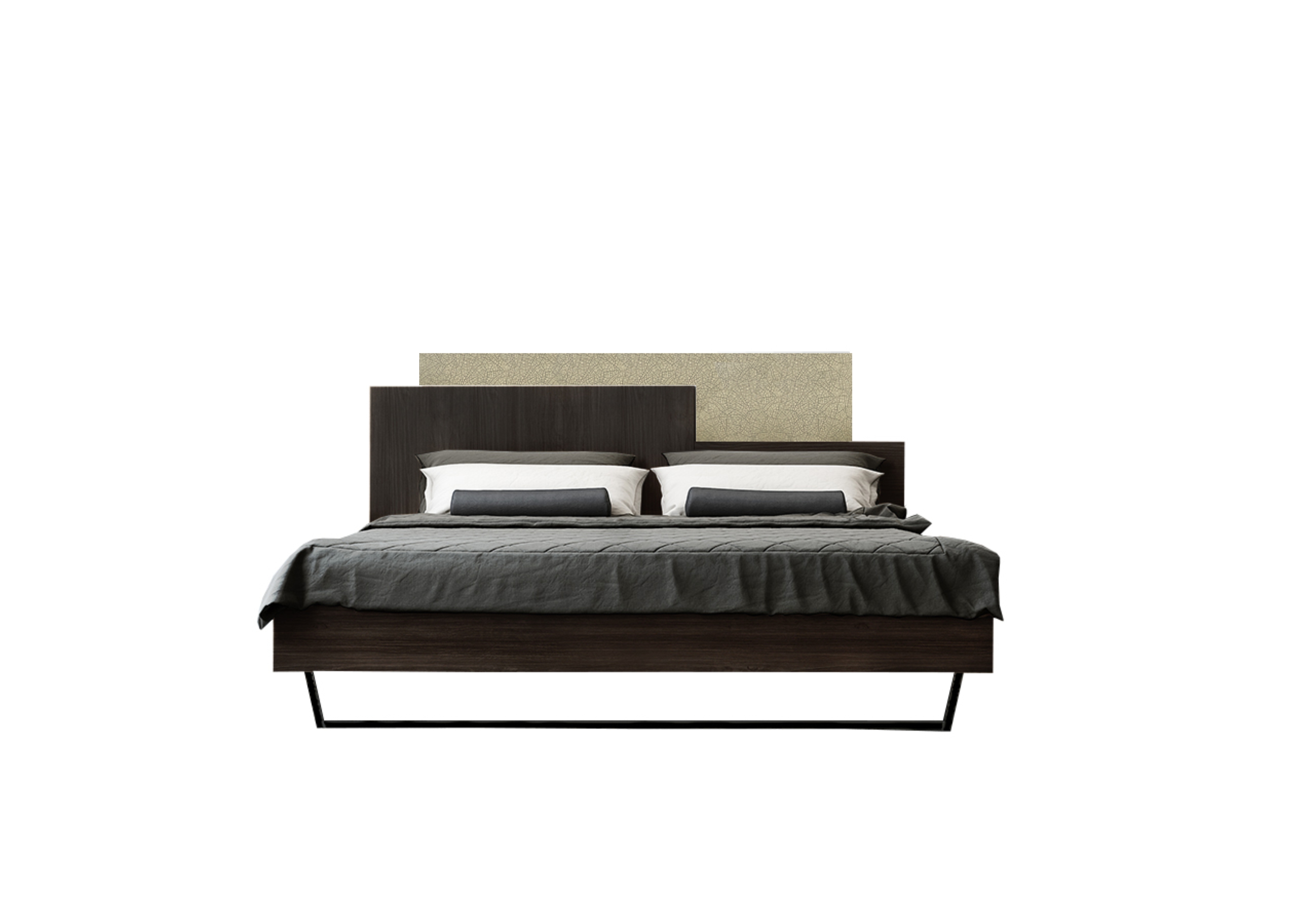 Κρεβάτι "ΜΟΡΦΕΑΣ" διπλό σε χρώμα βέγγε-εκρου σκούρο 160x200