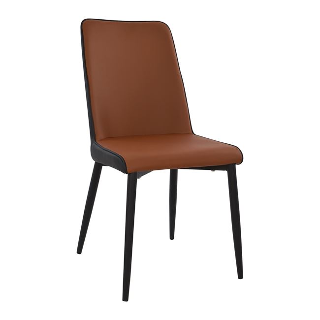 Καρέκλα PU μεταλλική σε χρώμα καφέ/μαύρο 45x57x92