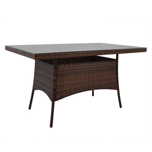 Τραπέζι αλουμινίου-rattan σε χρώμα καφέ 140x80x74