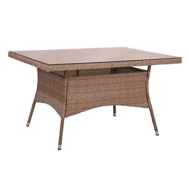 Τραπέζι αλουμινίου-rattan σε χρώμα μπεζ 150x90x77