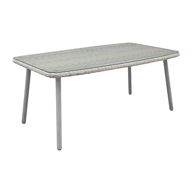 Τραπέζι μεταλλικό-wicker σε χρώμα ανοιχτό γκρι 160x90x75