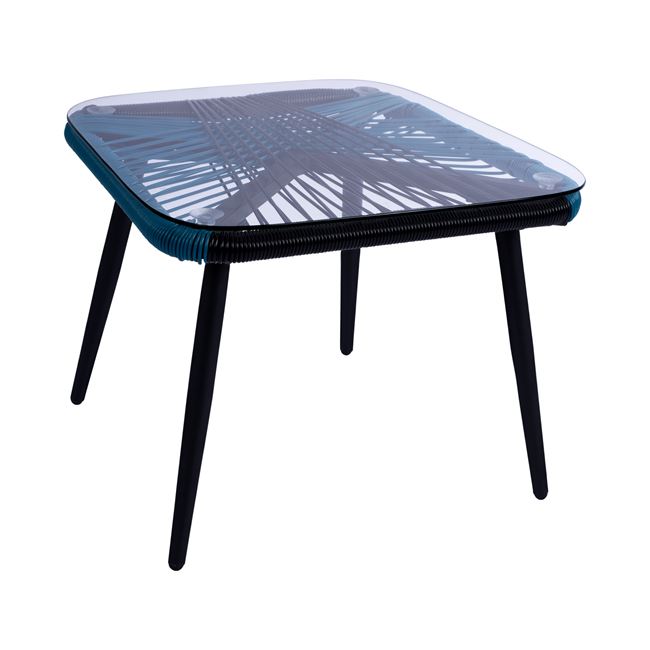 Τραπέζι μεταλλικό-wicker σε χρώμα μπλε-μαύρο 48-43x49x37,5