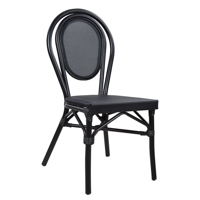 Καρέκλα «BAMBOO LOOK» αλουμινίου-textline σε χρώμα μαύρο 45x57x88