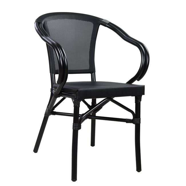 Πολυθρόνα «BAMBOO LOOK» αλουμινίου-textline σε χρώμα μαύρο 57x57x83