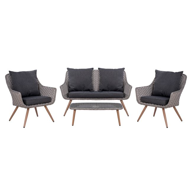 Σετ σαλονιού wicker σε χρώμα γκρι 140x70x86