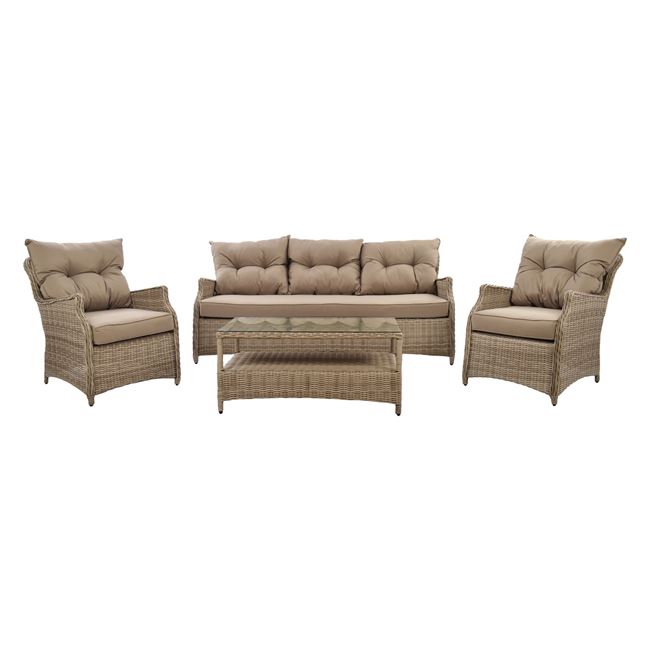 Σετ σαλόνι κήπου wicker σε χρώμα μπεζ 192x88x83