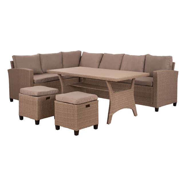 Σετ σαλόνι κήπου γωνία wicker σε χρώμα πούρου 241x180x83