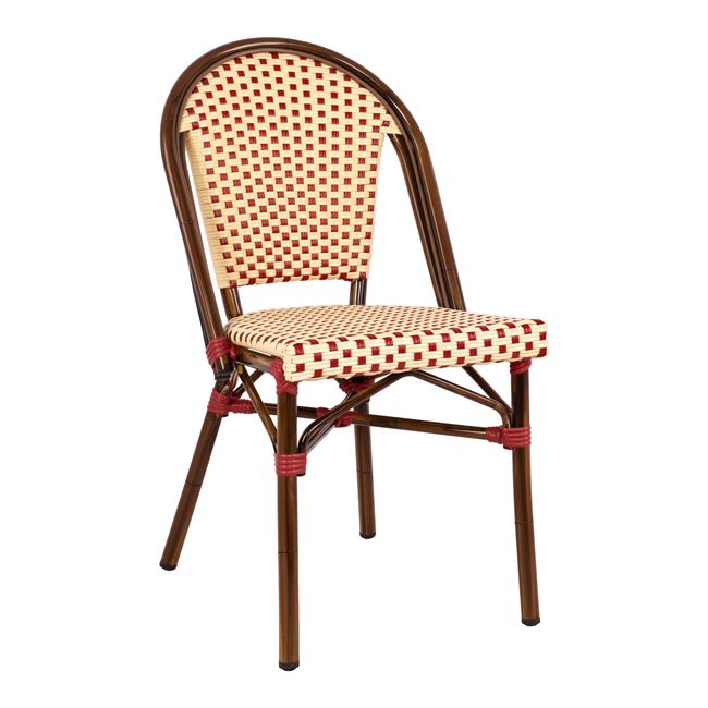 Καρέκλα “BISTRO” αλουμινίου/wicker σε χρώμα κόκκινο/μπεζ 45x54x90