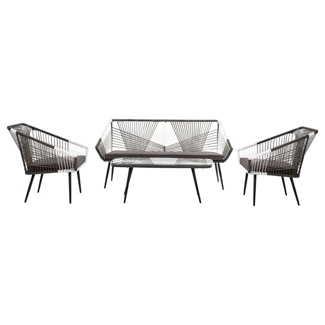 Σετ σαλόνι κήπου wicker σε χρώμα γκρι/λευκό 152x70x75