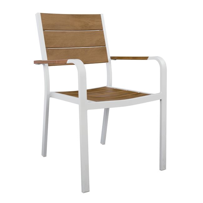 Πολυθρόνα αλουμινίου-polywood σε λευκό χρώμα 55x59x85