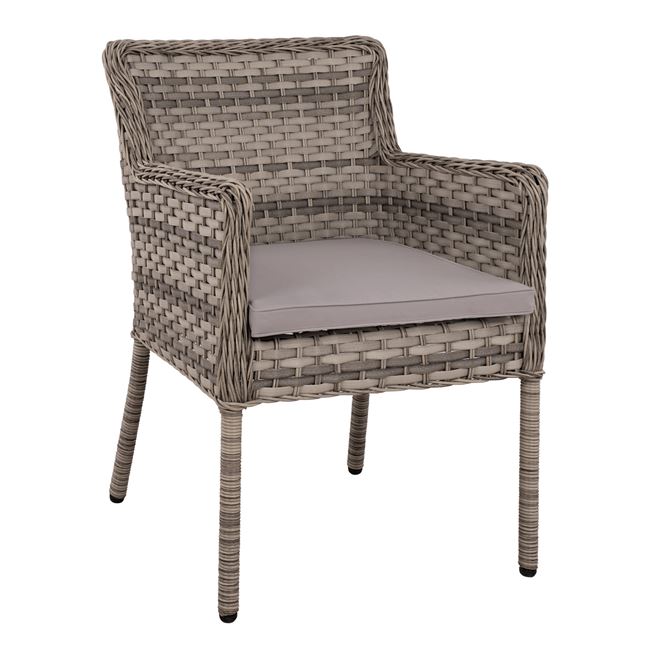 Πολυθρόνα αλουμίνιου-rattan σε γκρι χρώμα 63x67x83