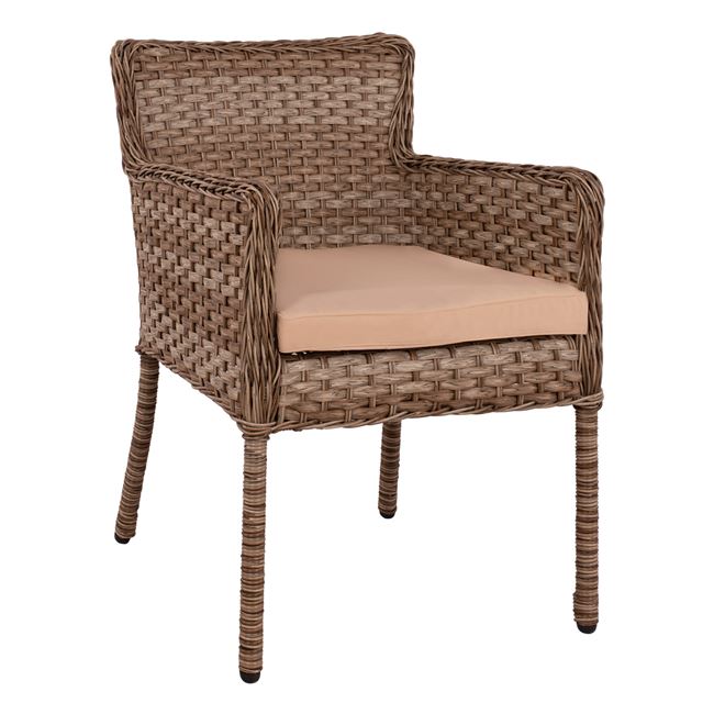 Πολυθρόνα αλουμίνιου-rattan σε μπεζ χρώμα 63x67x83
