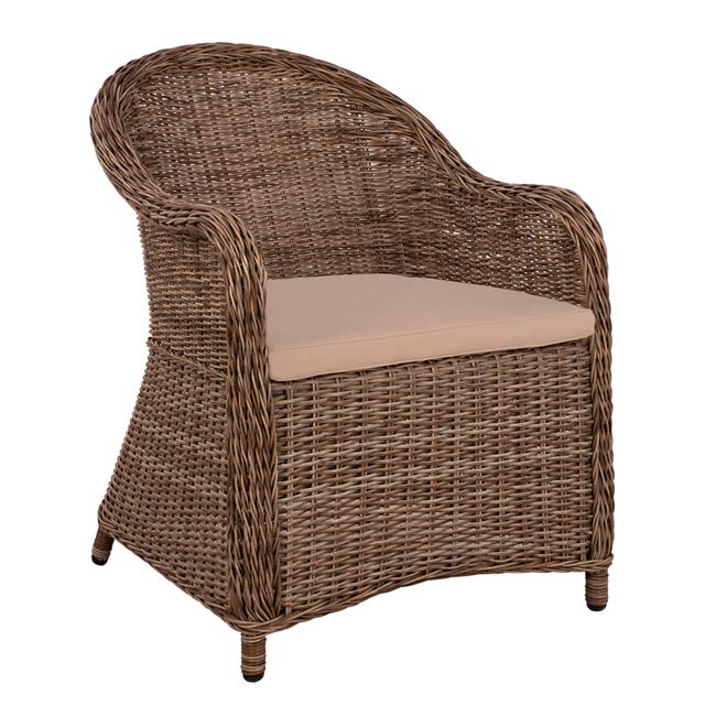 Πολυθρόνα αλουμίνιου-rattan σε μπεζ χρώμα 62x75x84