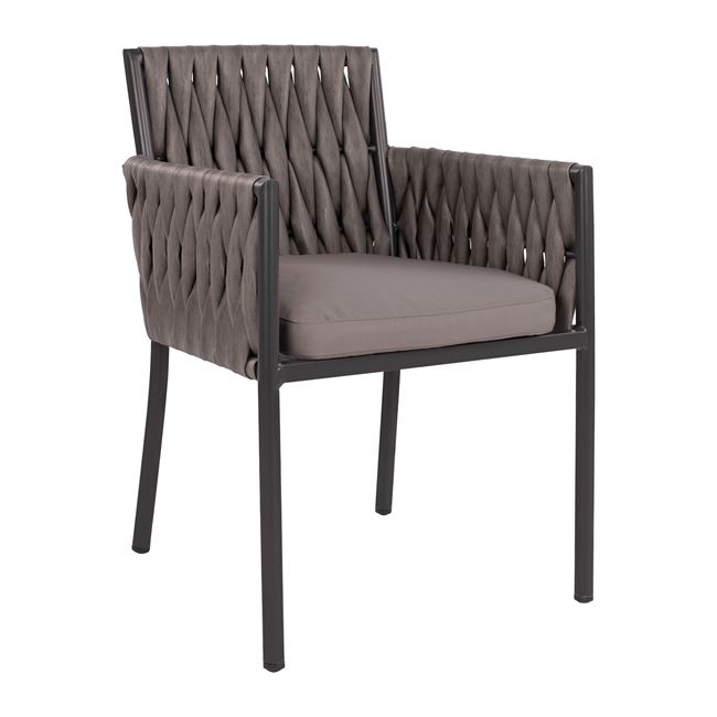 Πολυθρόνα αλουμινίου-rattan σε ανθρακί χρώμα 55x58x82