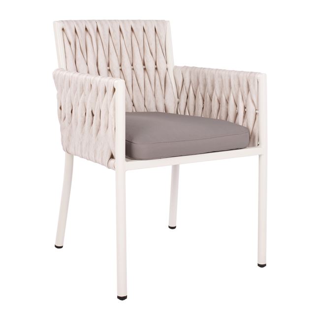 Πολυθρόνα αλουμινίου-rattan σε λευκό χρώμα 55x58x82
