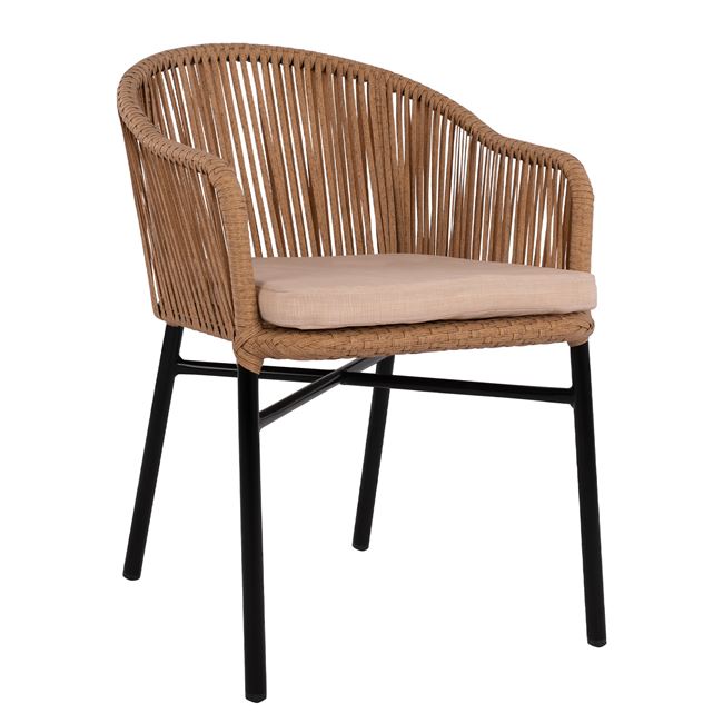 Πολυθρόνα αλουμινίου-wicker σε μπεζ χρώμα 55x58x82