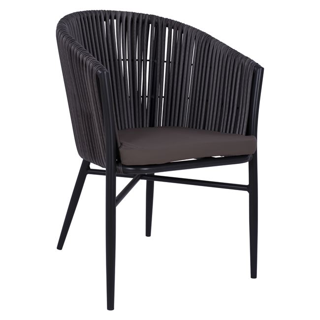 Πολυθρόνα αλουμινίου-wicker σε γκρι χρώμα 57x63x82