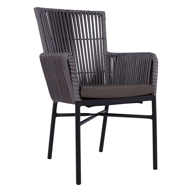 Πολυθρόνα αλουμινίου-wicker σε γκρι-καφέ χρώμα 57x60x90