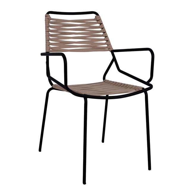 Πολυθρόνα μεταλλική-wicker σε μαύρο-μπεζ χρώμα 56,5x58x87,5