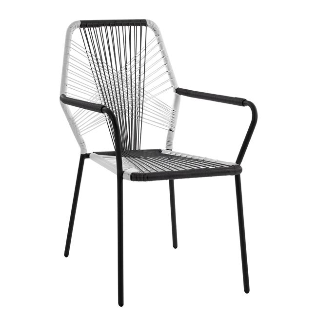 Πολυθρόνα μεταλλική-wicker σε λευκό-γκρι χρώμα 59x59x90