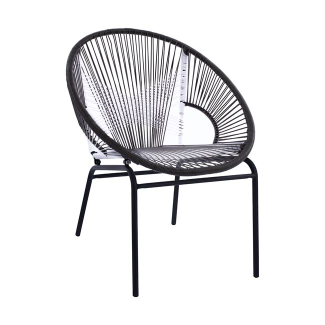 Πολυθρόνα μεταλλική-wicker σε λευκό-γκρι χρώμα 67,5×66,5×83