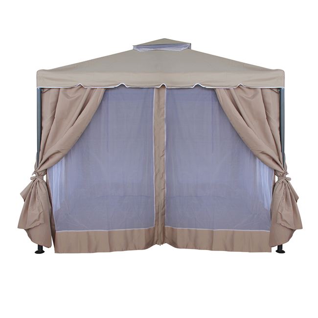 Κιόσκι «GAZEBO» με διπλή οροφή σε χρώμα μπεζ 3x3x2,90