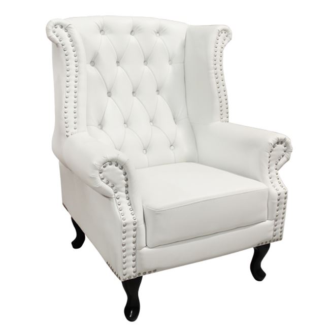 Πολυθρόνα CHESTERFIELD από PU σε χρώμα λευκό 83x75x107