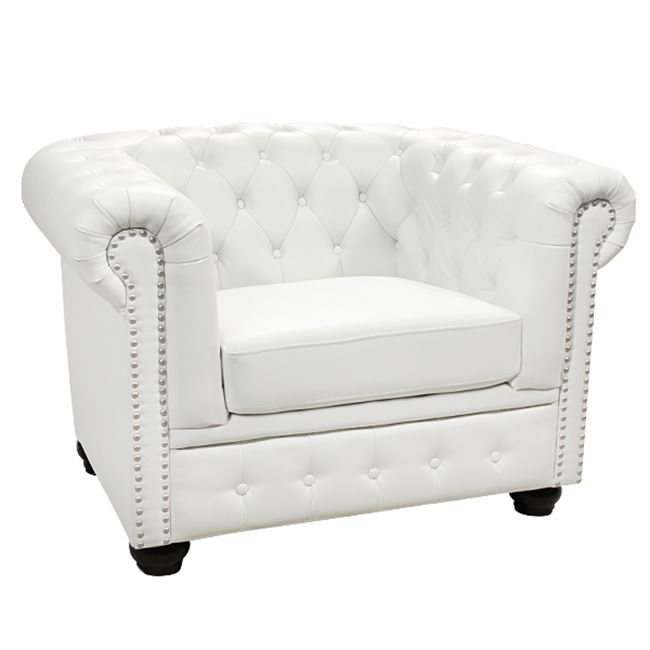 Πολυθρόνα “CHESTERFIELD” από PU σε χρώμα λευκό ματ 110x90x73
