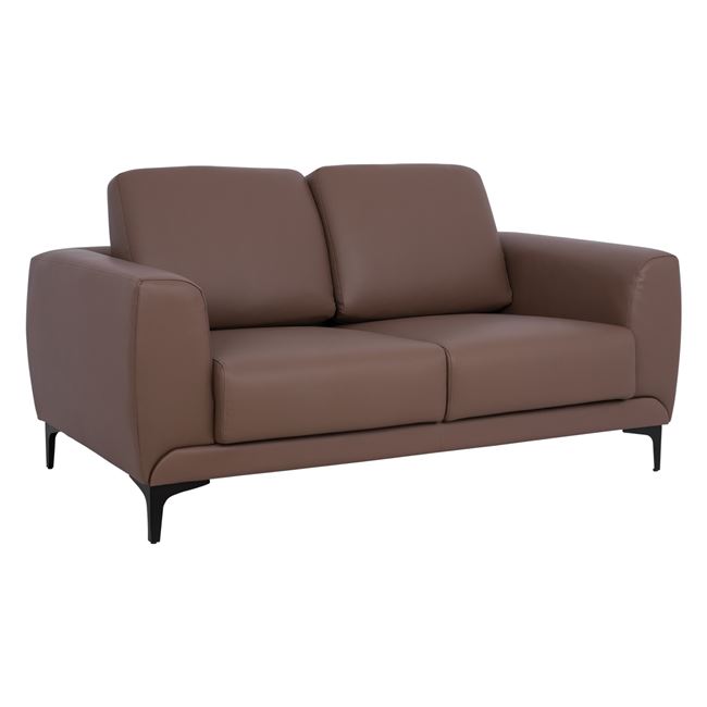 Καναπές “KΕΝΖΙΕ” διθέσιος από PU σε χρώμα καφέ/ταμπά 142x81x81