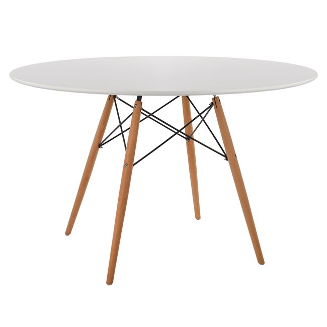 Τραπέζι «MINIMAL» από ξύλο/mdf σε χρώμα λευκό/φυσικό Φ120×75