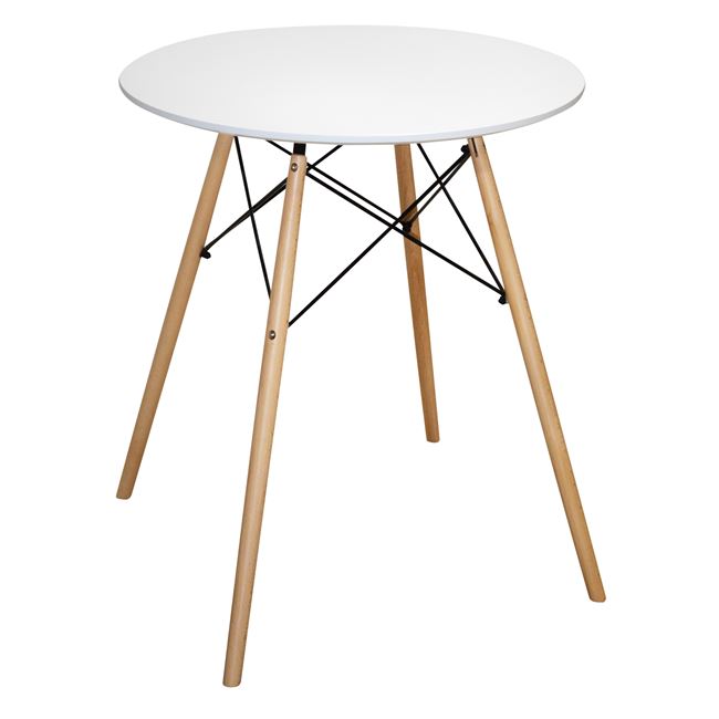Τραπέζι «MINIMAL» από ξύλο/mdf σε χρώμα λευκό/φυσικό Φ60×74.5