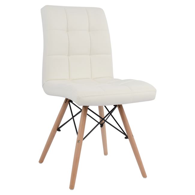 Καρέκλα “ROSA” ξύλινη/PU σε χρώμα λευκό 43x52x82