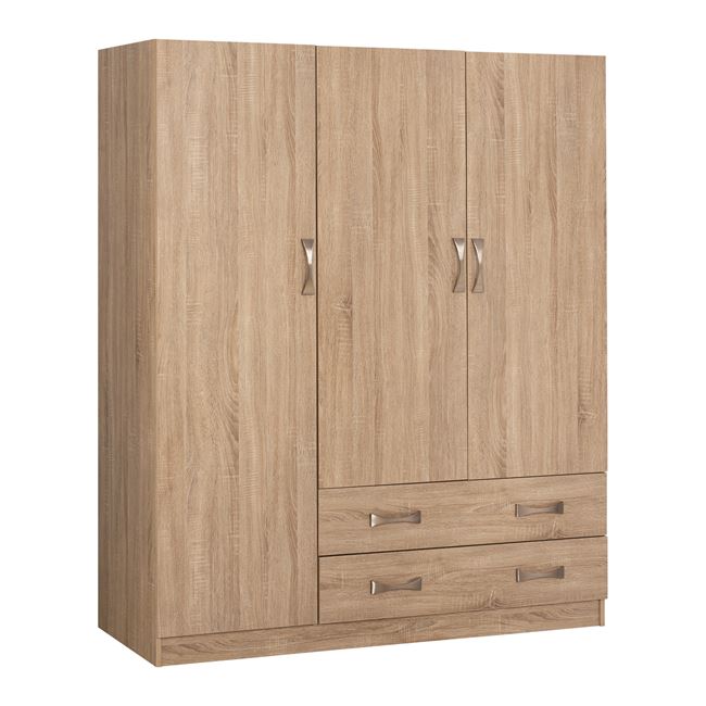 Ντουλάπα “CARLY” τρίφυλλη σε χρώμα σονόμα 150x55x180