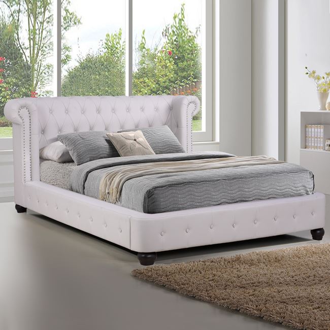 Κρεβάτι διπλό «HAZEL» από PU σε χρώμα λευκό ματ 200x235x94