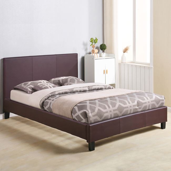 Κρεβάτι διπλό «BECCA» από PU σε χρώμα καφέ 207x157x96