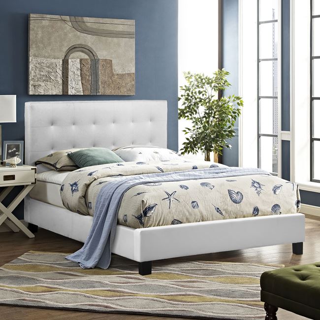 Κρεβάτι διπλό "BRISA" από PU σε χρώμα λευκό 158x212x103