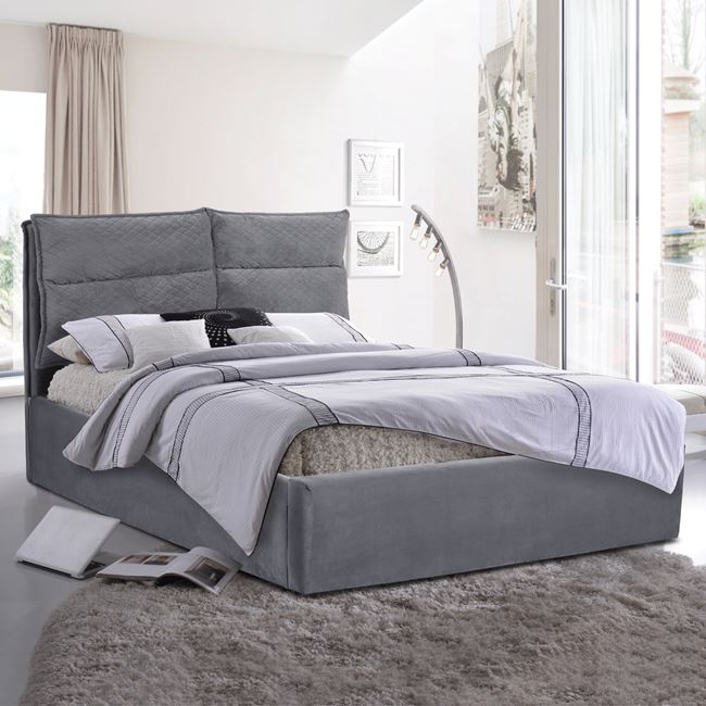 Κρεβάτι διπλό "ROYALTY" από ύφασμα σε χρώμα γκρι 160x200