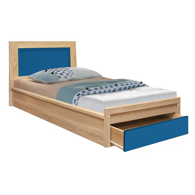 Κρεβάτι "PLAYROOM" με συρτάρι σε χρώμα σονόμα/μπλε 90x190