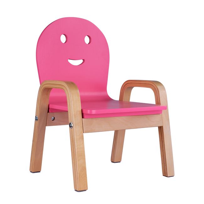 Πολυθρόνα παιδική “SMILE” από ξύλο σε χρώμα φυσικό/ροζ 31,5x24x41,5